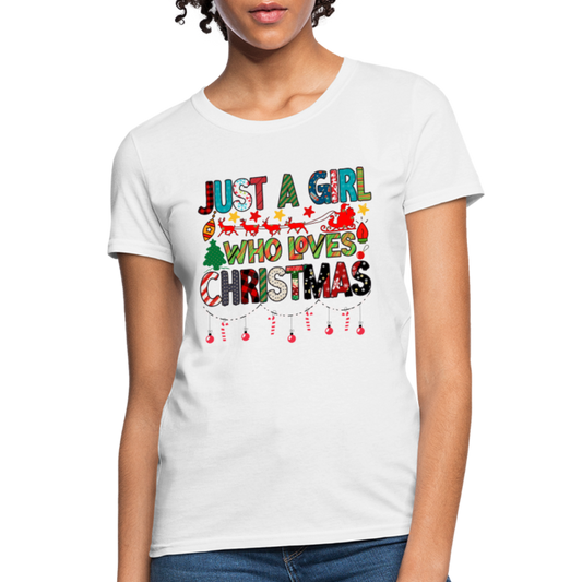 Just a Girl Who Loves Christmas T-Shirt - white