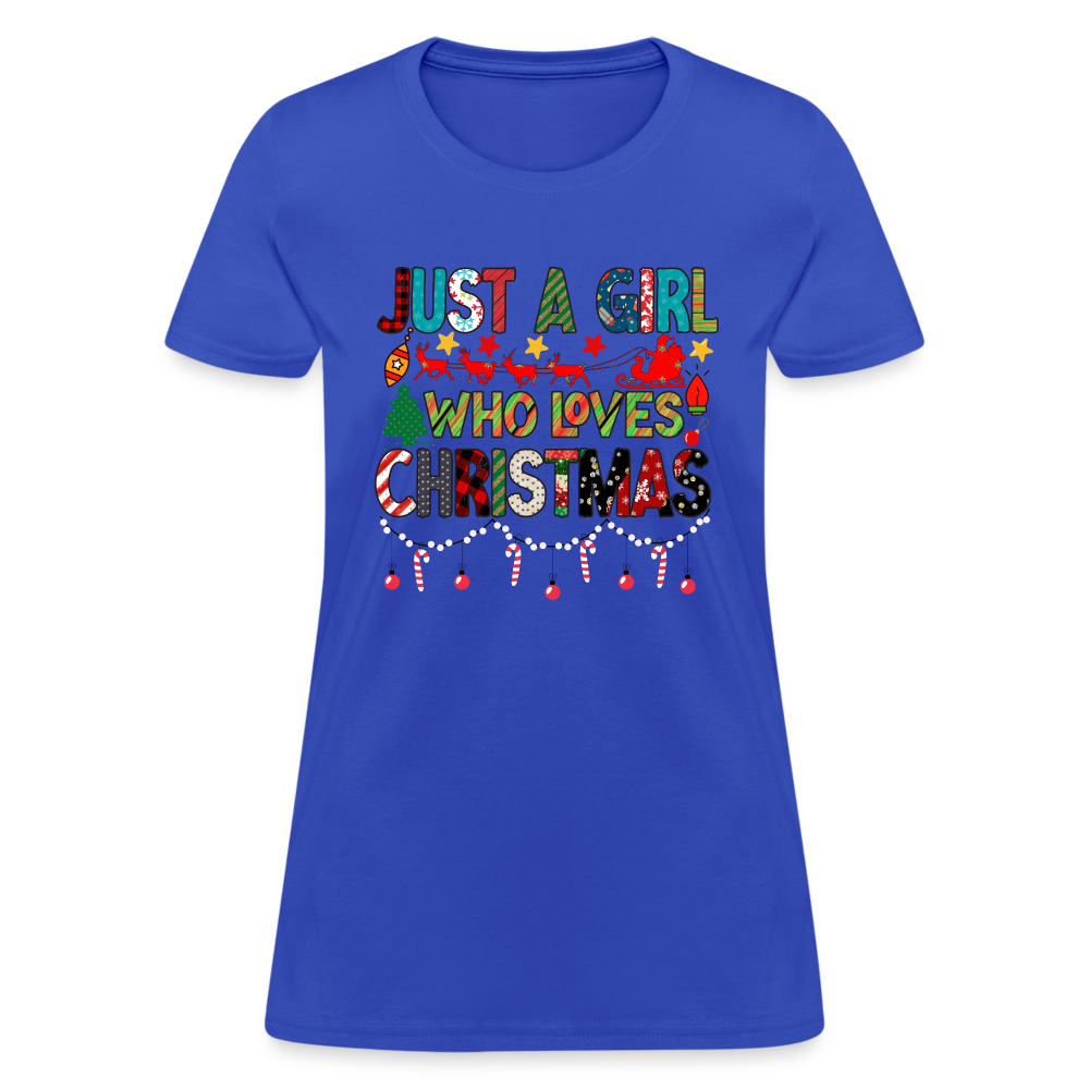 Just a Girl Who Loves Christmas T-Shirt - royal blue