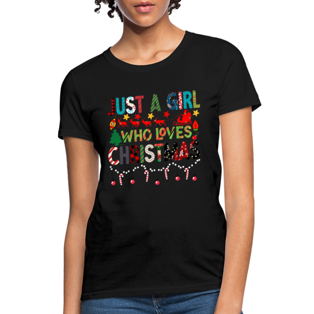 Just a Girl Who Loves Christmas T-Shirt - black