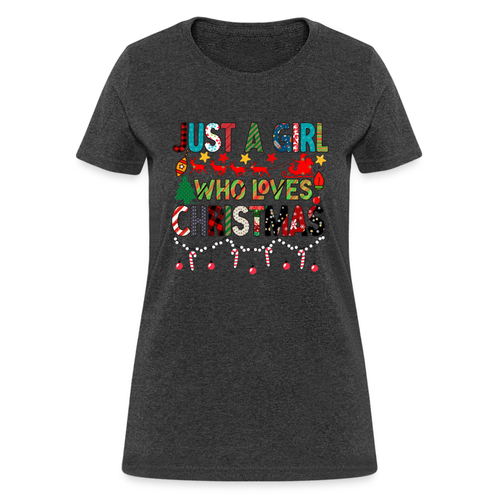 Just a Girl Who Loves Christmas T-Shirt - heather black