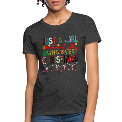 Just a Girl Who Loves Christmas T-Shirt - heather black