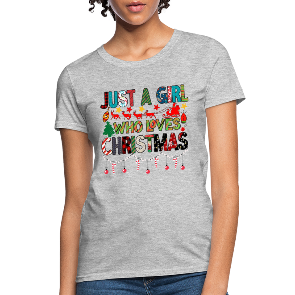 Just a Girl Who Loves Christmas T-Shirt - heather gray