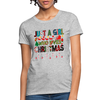 Just a Girl Who Loves Christmas T-Shirt - heather gray