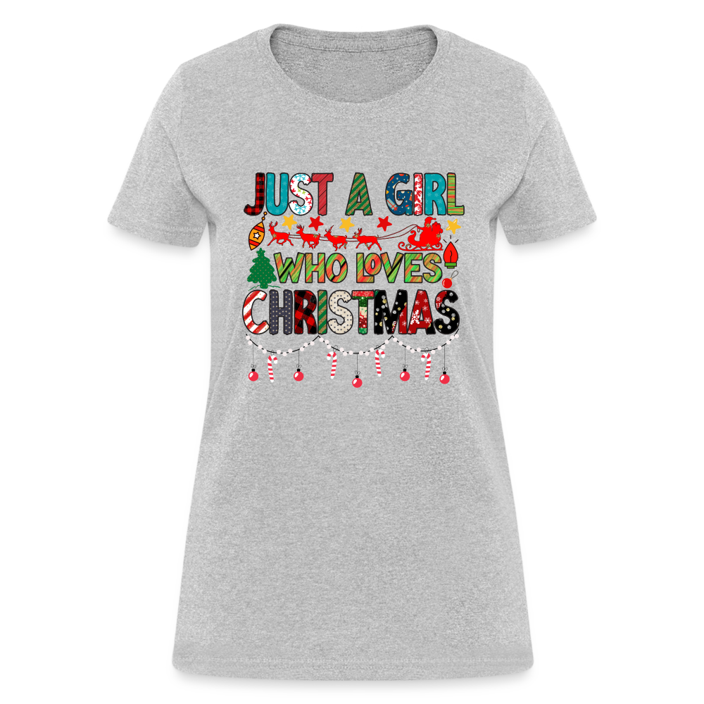 Just a Girl Who Loves Christmas T-Shirt - heather gray