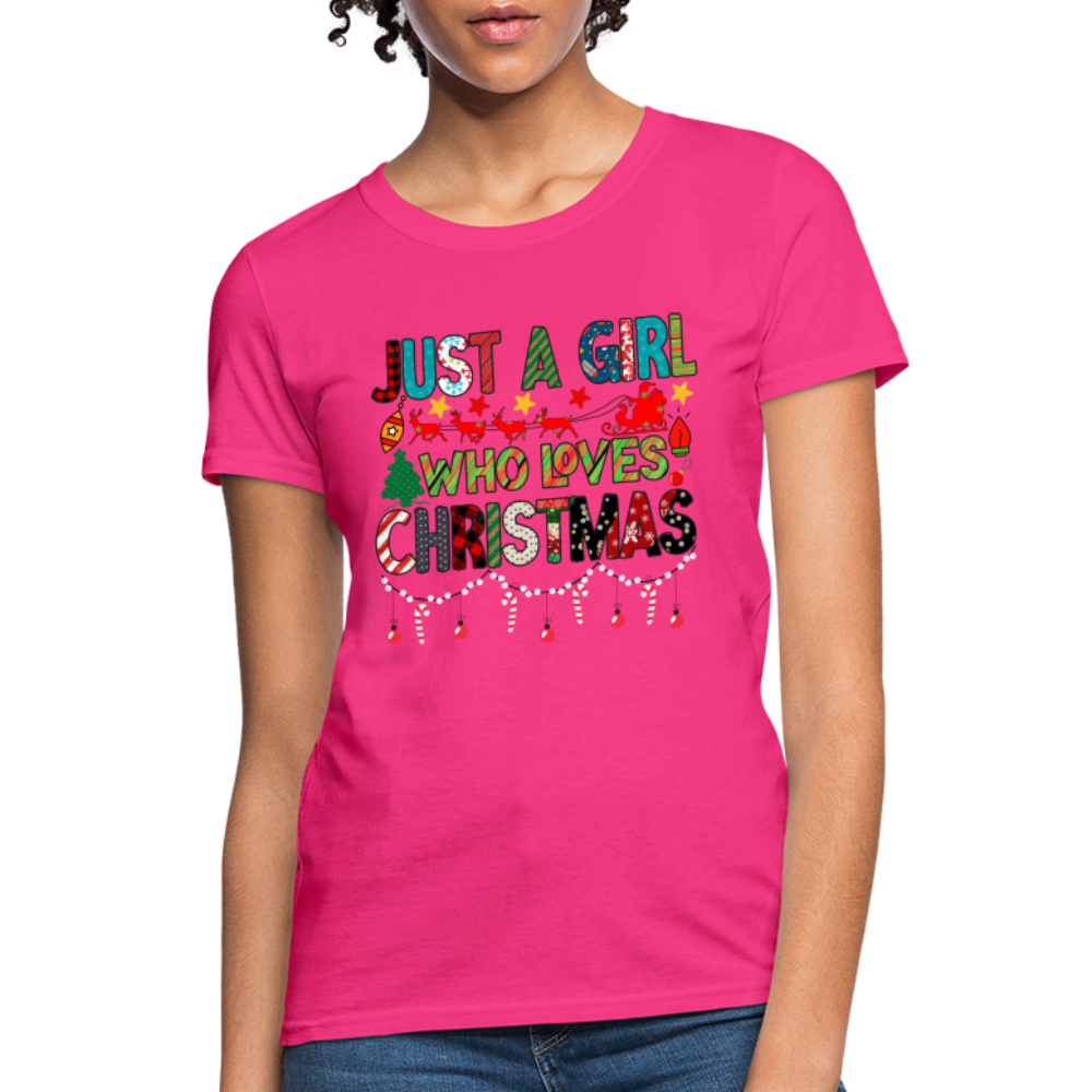 Just a Girl Who Loves Christmas T-Shirt - fuchsia