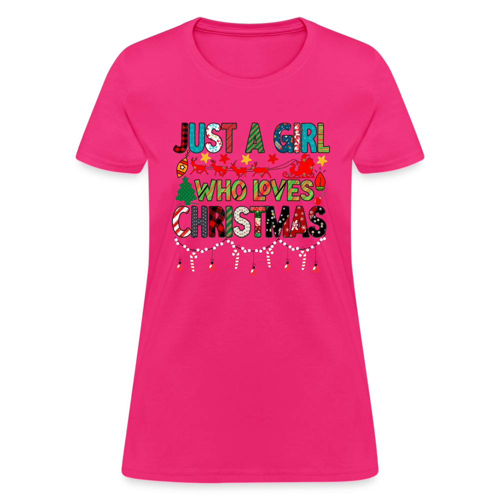 Just a Girl Who Loves Christmas T-Shirt - fuchsia