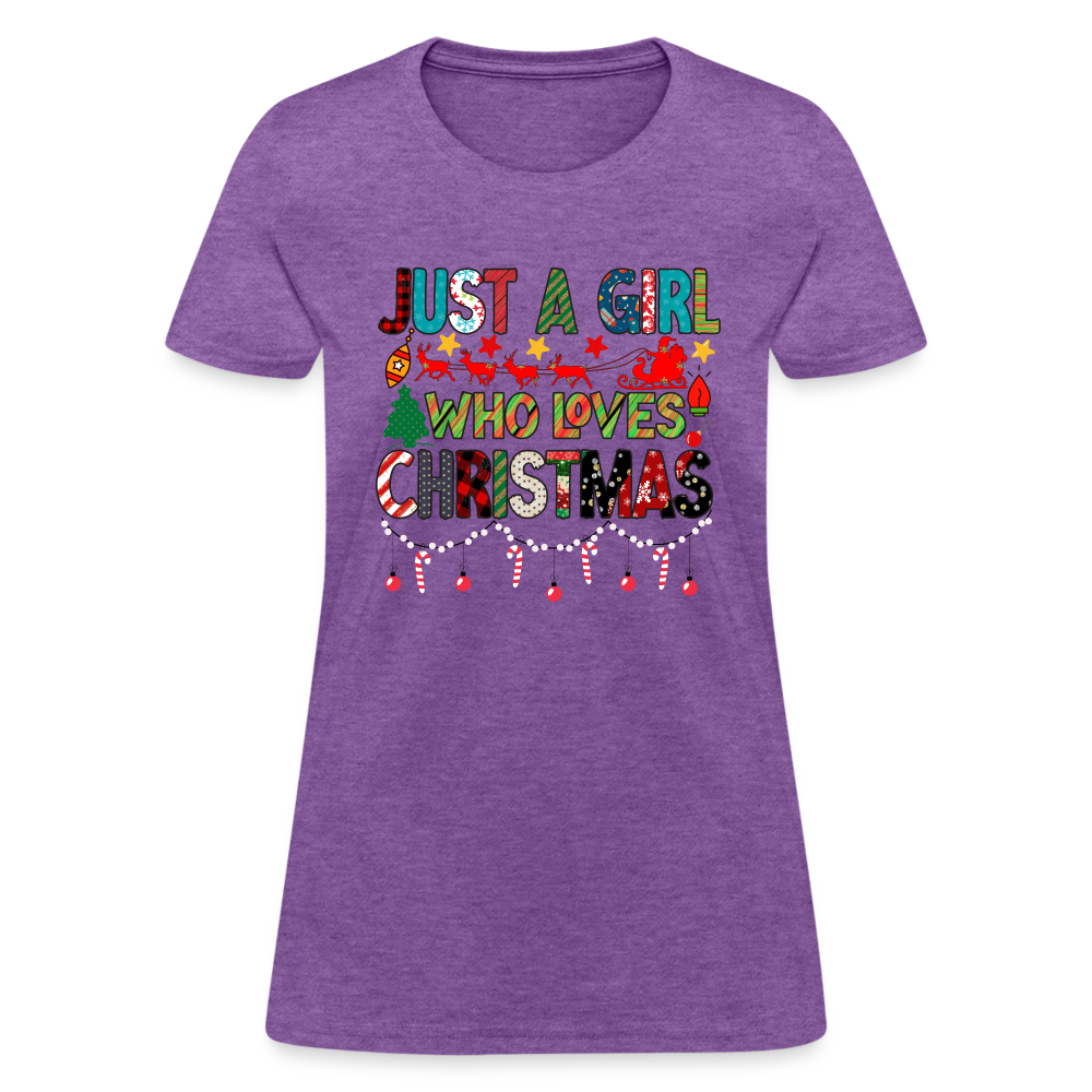 Just a Girl Who Loves Christmas T-Shirt - purple heather