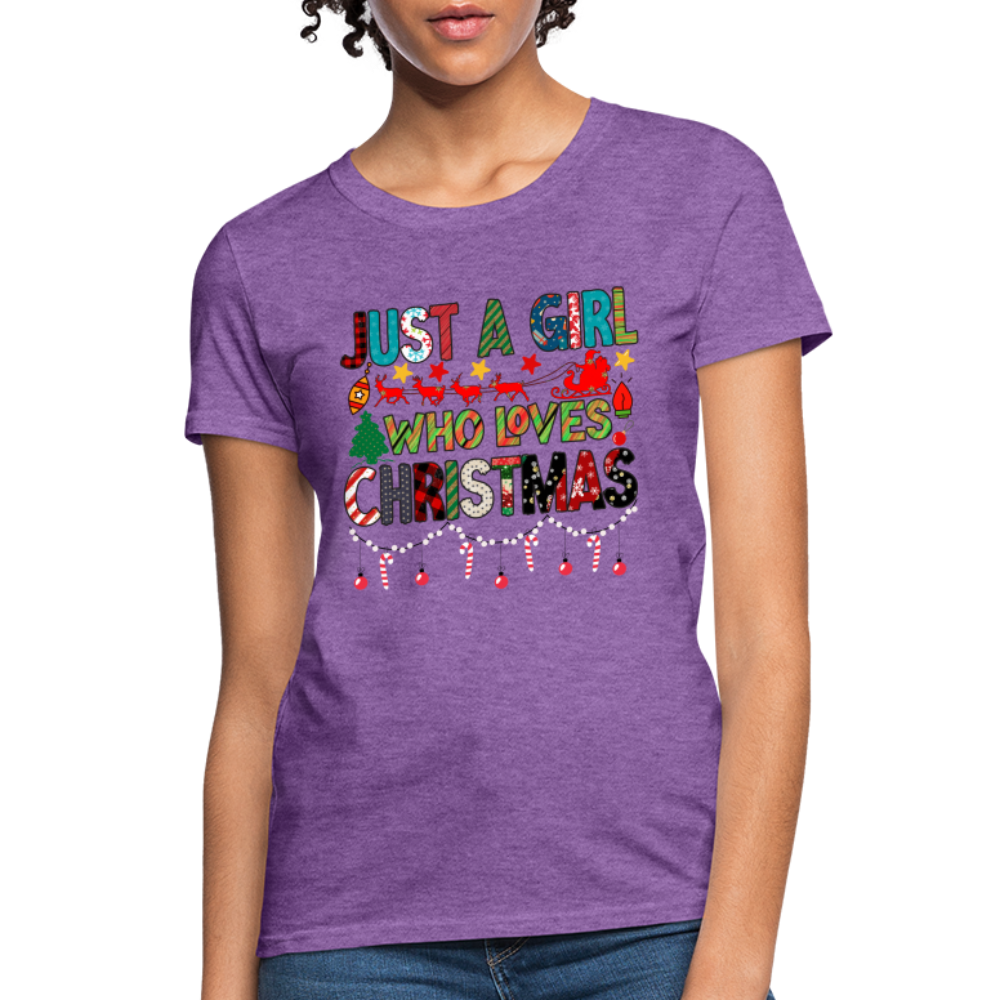 Just a Girl Who Loves Christmas T-Shirt - purple heather