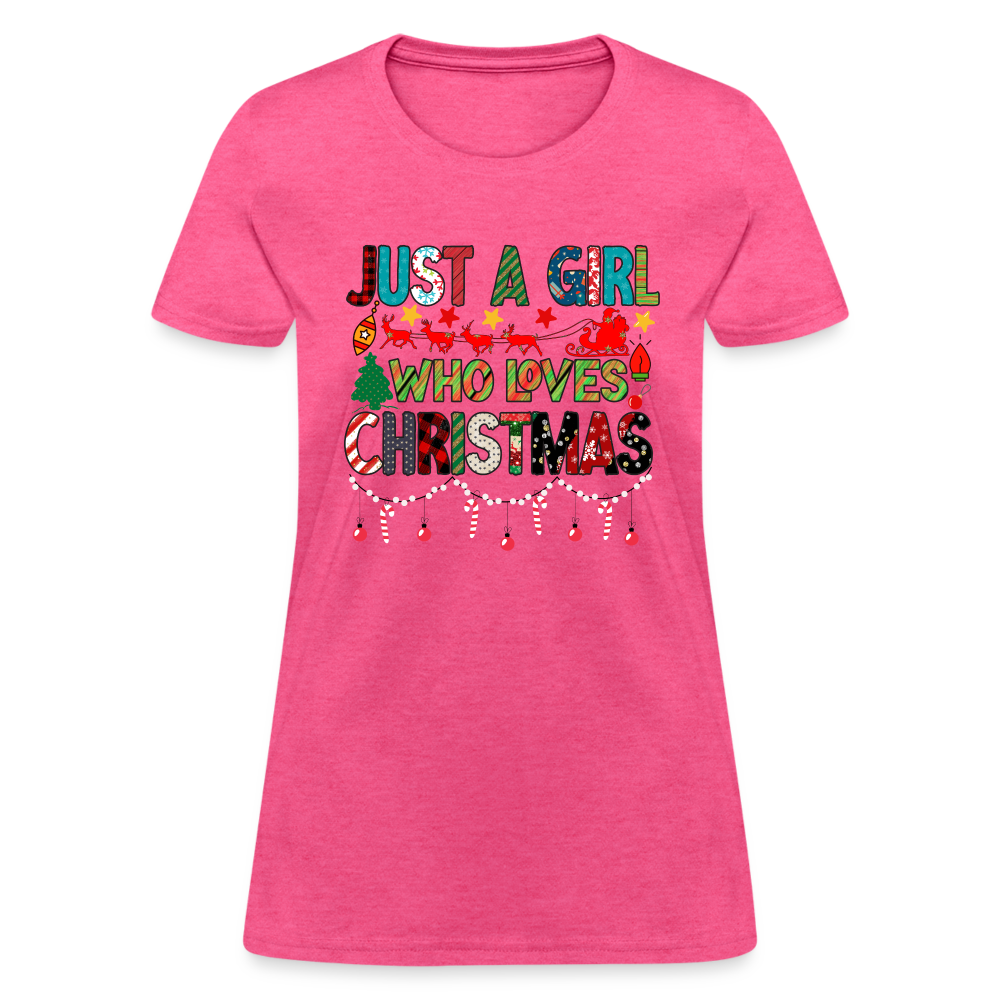 Just a Girl Who Loves Christmas T-Shirt - heather pink