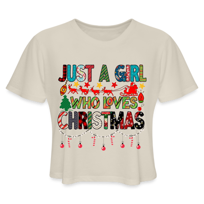 Just a Girl Who Loves Christmas Cropped Top T-Shirt - dust