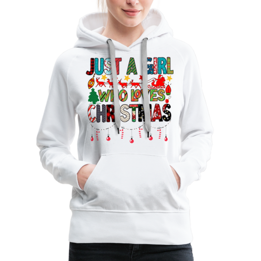 Just a Girl Who Loves Christmas Premium Hoodie - white