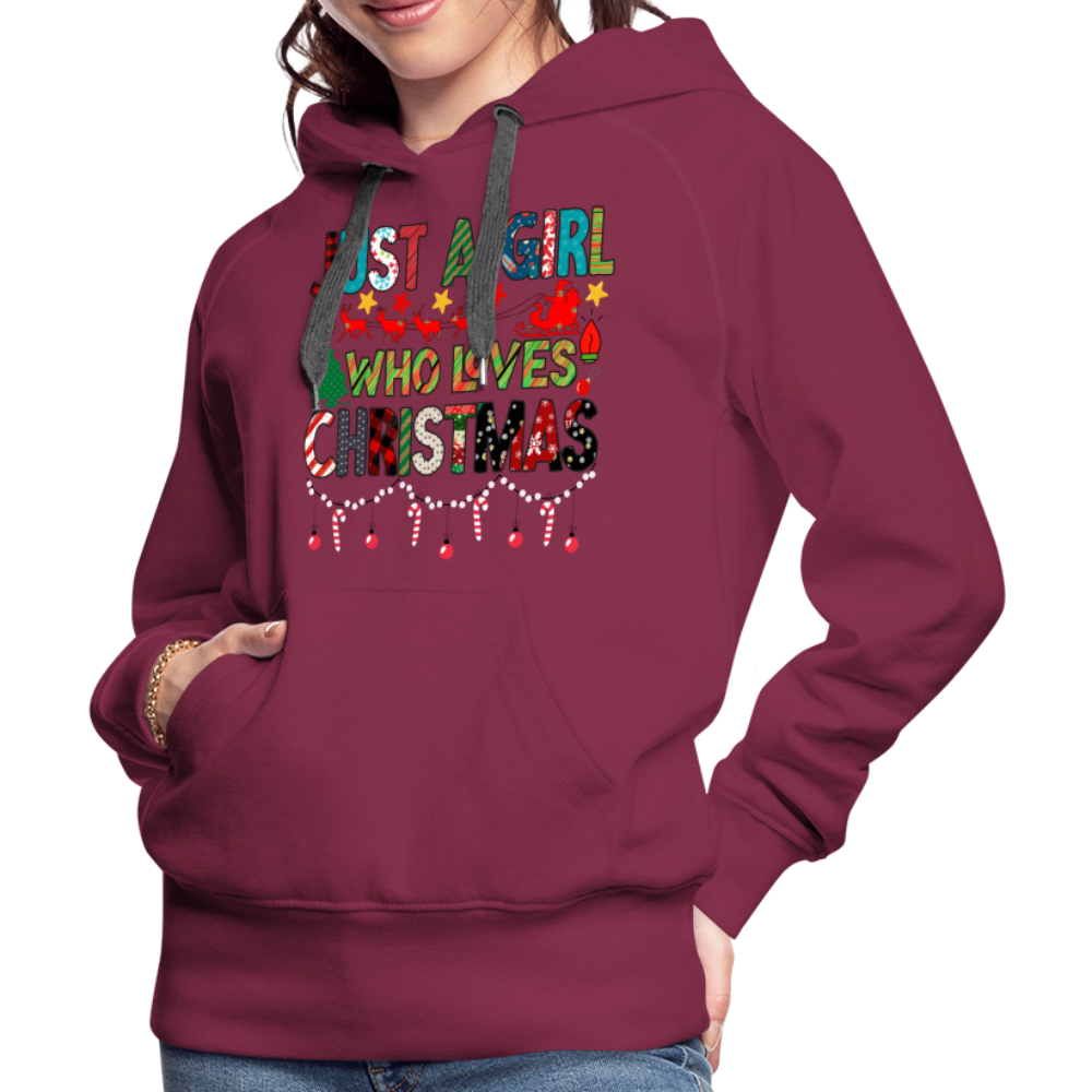 Just a Girl Who Loves Christmas Premium Hoodie - burgundy