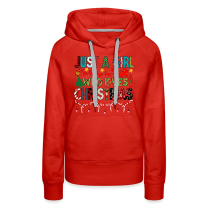 Just a Girl Who Loves Christmas Premium Hoodie - red