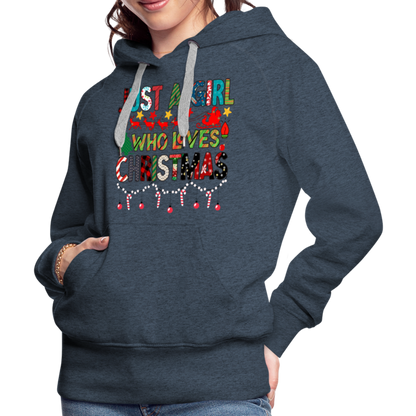 Just a Girl Who Loves Christmas Premium Hoodie - heather denim