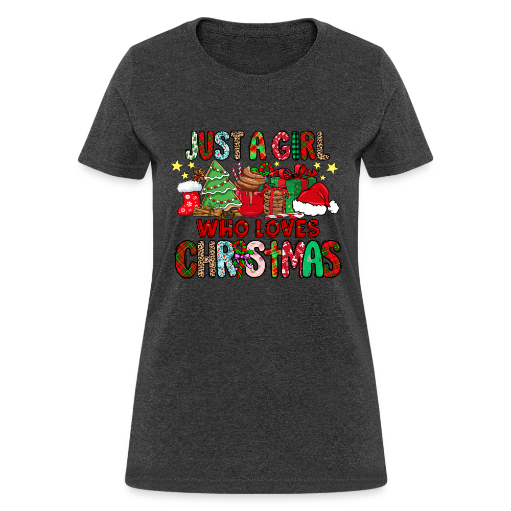 Just A Girl Who Loves Christmas T-Shirt - heather black