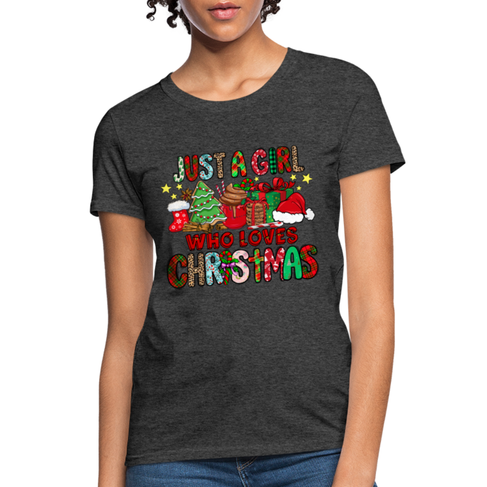 Just A Girl Who Loves Christmas T-Shirt - heather black