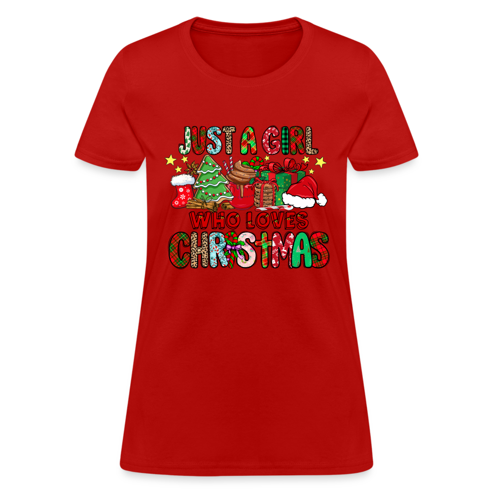 Just A Girl Who Loves Christmas T-Shirt - red