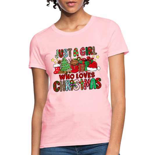 Just A Girl Who Loves Christmas T-Shirt - pink
