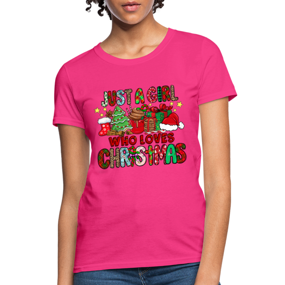 Just A Girl Who Loves Christmas T-Shirt - fuchsia