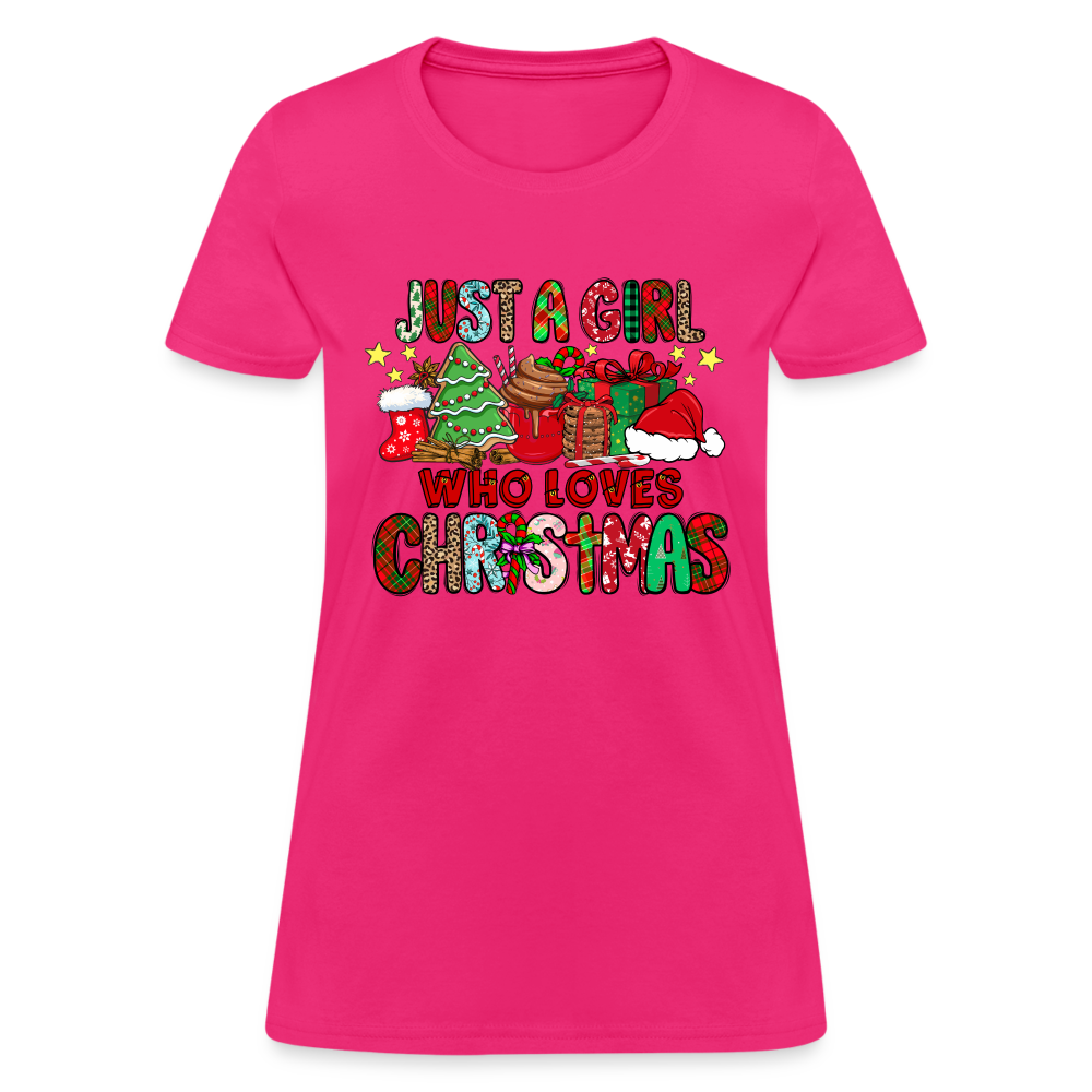 Just A Girl Who Loves Christmas T-Shirt - fuchsia