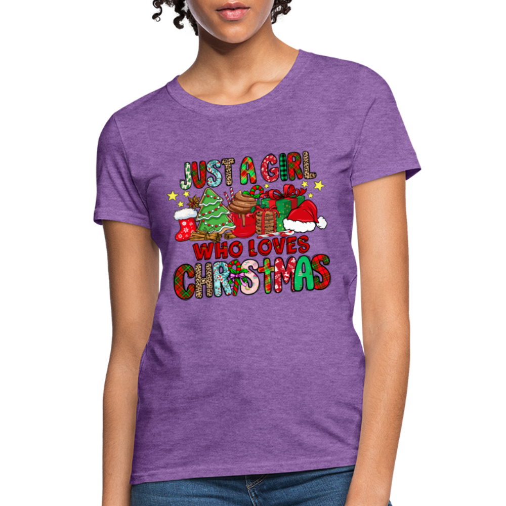 Just A Girl Who Loves Christmas T-Shirt - purple heather