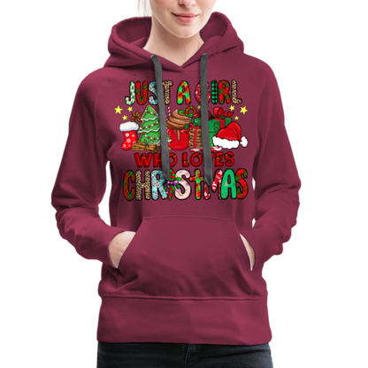 Just A Girl Who Loves Christmas - Premium Hoodie - burgundy