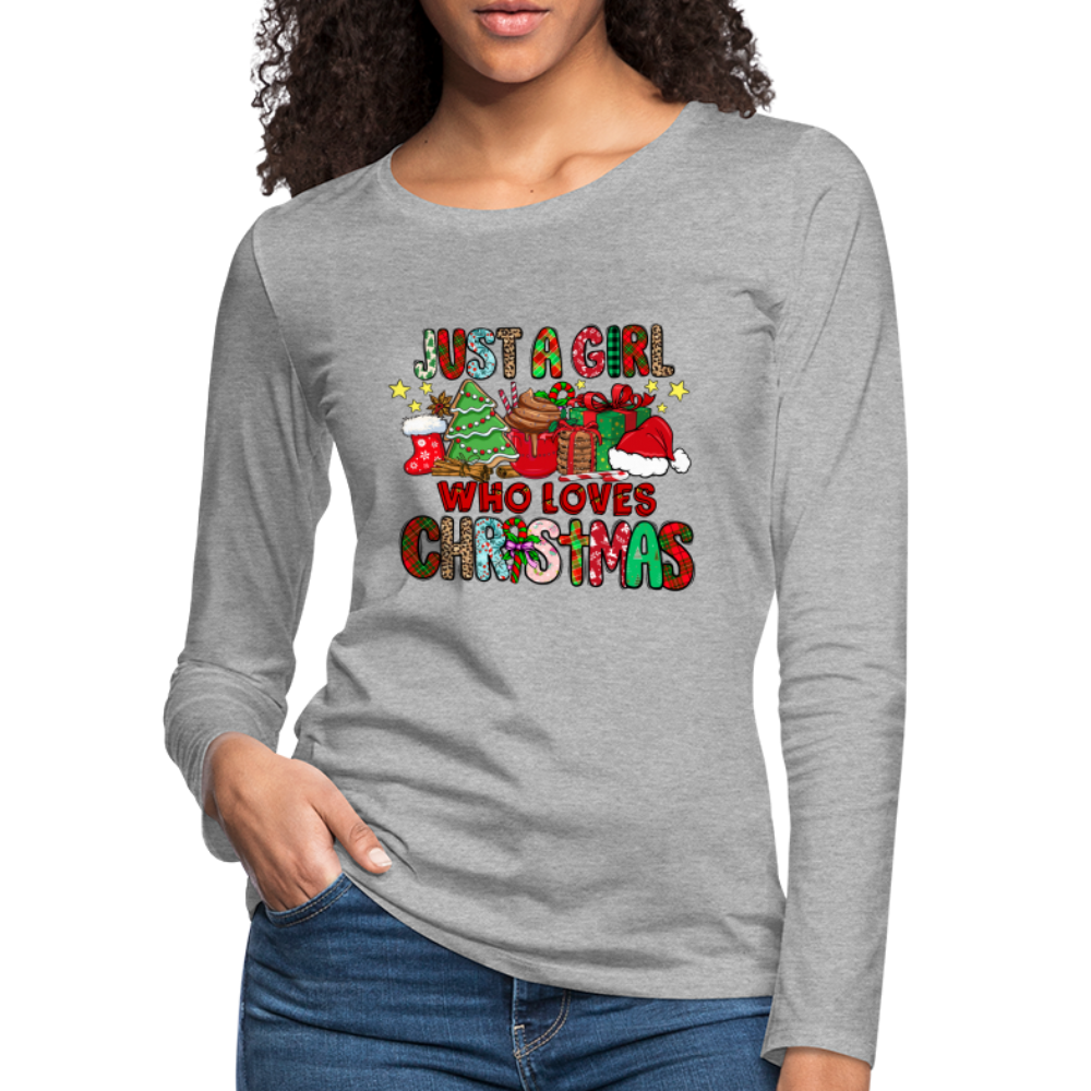 Just A Girl Who Loves Christmas - Premium Long Sleeve T-Shirt - heather gray
