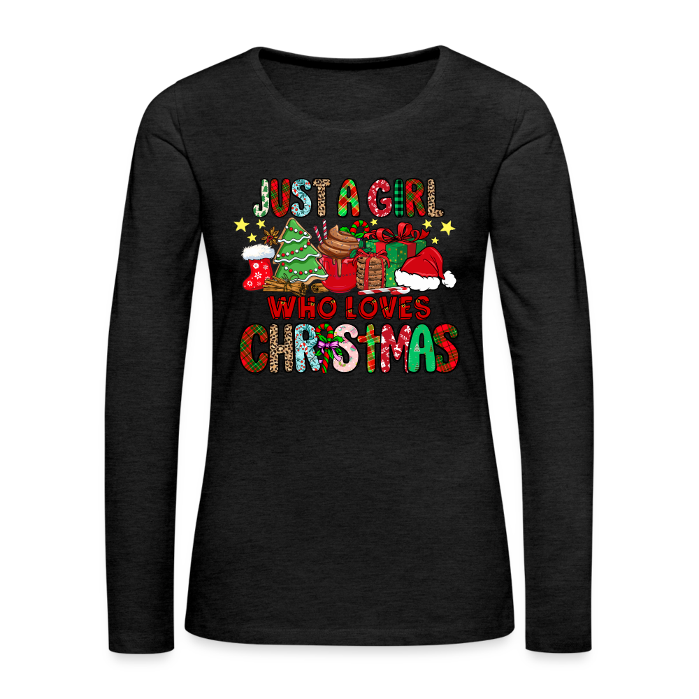 Just A Girl Who Loves Christmas - Premium Long Sleeve T-Shirt - charcoal grey
