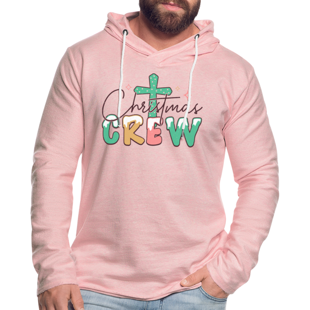 Christian Christmas Crew - Lightweight Terry Hoodie - cream heather pink