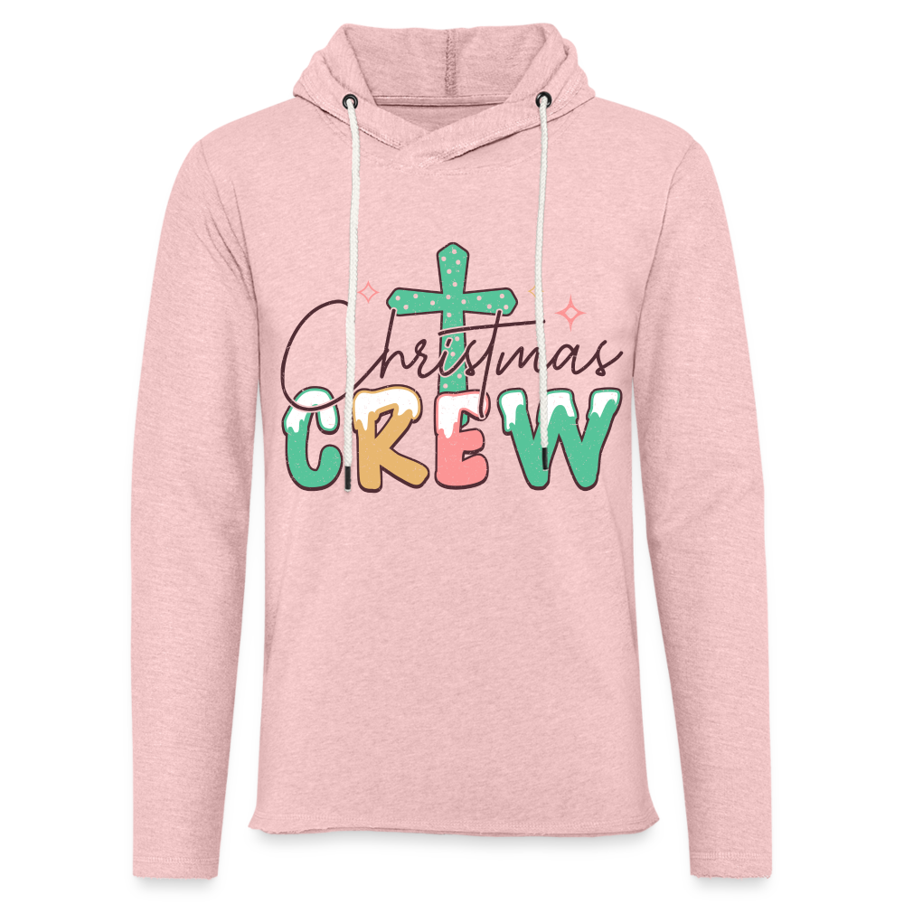 Christian Christmas Crew - Lightweight Terry Hoodie - cream heather pink