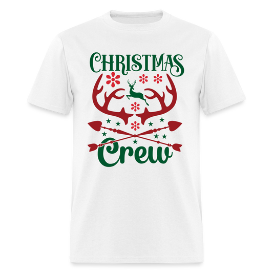 Christmas Crew T-Shirt - Reindeer Antlers & Hearts - white