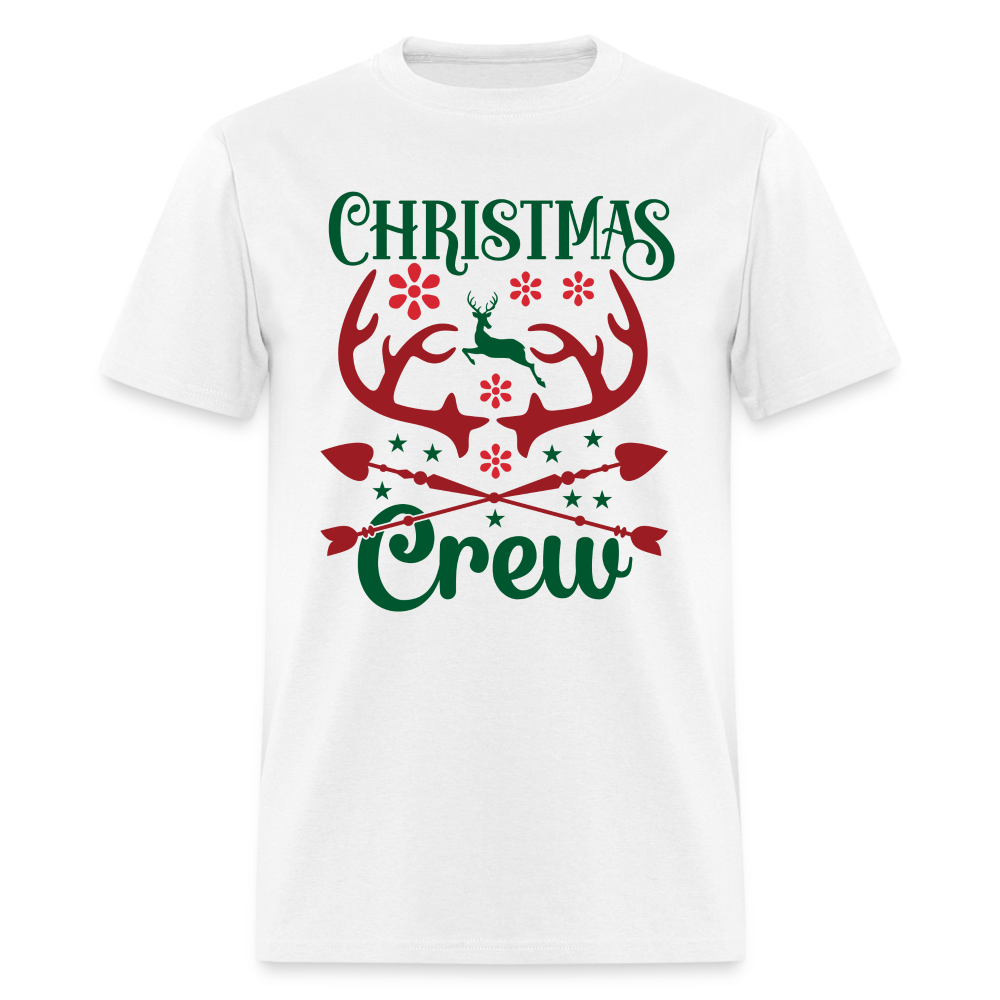 Christmas Crew T-Shirt - Reindeer Antlers & Hearts - white