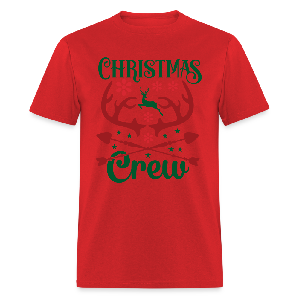 Christmas Crew T-Shirt - Reindeer Antlers & Hearts - red