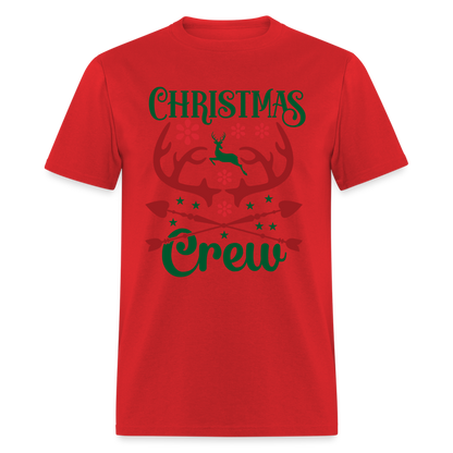 Christmas Crew T-Shirt - Reindeer Antlers & Hearts - red