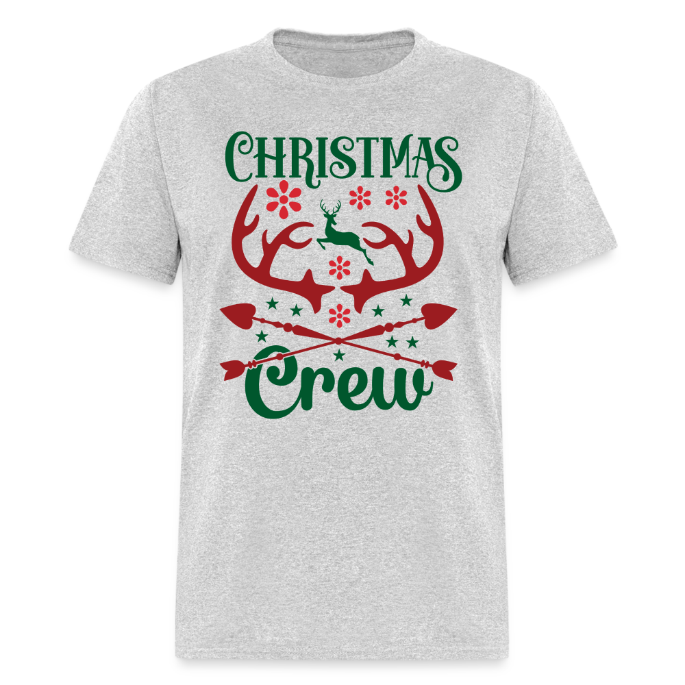 Christmas Crew T-Shirt - Reindeer Antlers & Hearts - heather gray