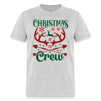 Christmas Crew T-Shirt - Reindeer Antlers & Hearts - heather gray