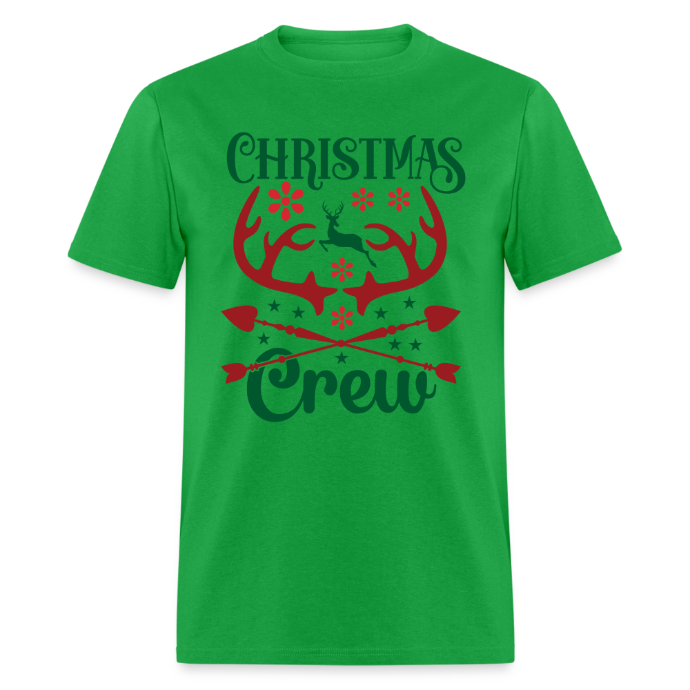 Christmas Crew T-Shirt - Reindeer Antlers & Hearts - bright green