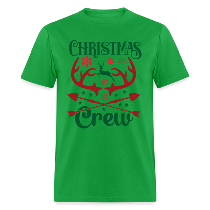 Christmas Crew T-Shirt - Reindeer Antlers & Hearts - bright green