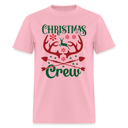 Christmas Crew T-Shirt - Reindeer Antlers & Hearts - pink