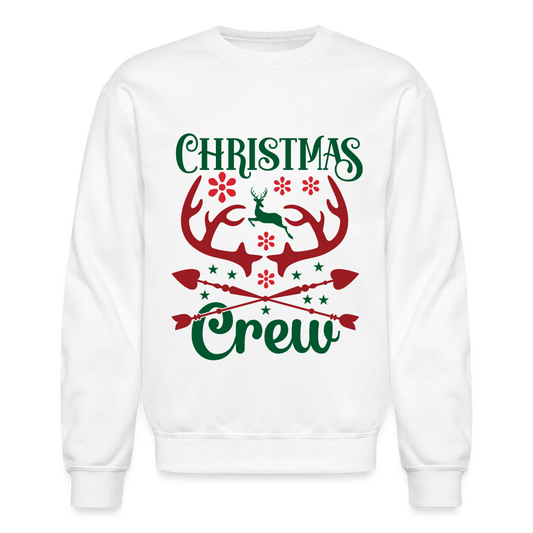 Christmas Crew Sweatshirt - Reindeer Antlers & Hearts - white