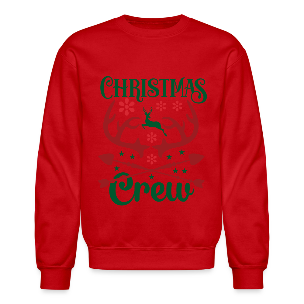 Christmas Crew Sweatshirt - Reindeer Antlers & Hearts - red