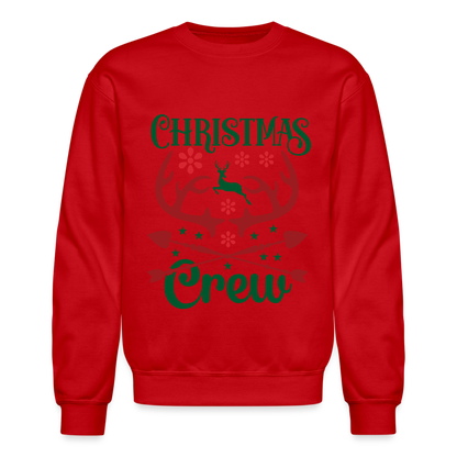 Christmas Crew Sweatshirt - Reindeer Antlers & Hearts - red