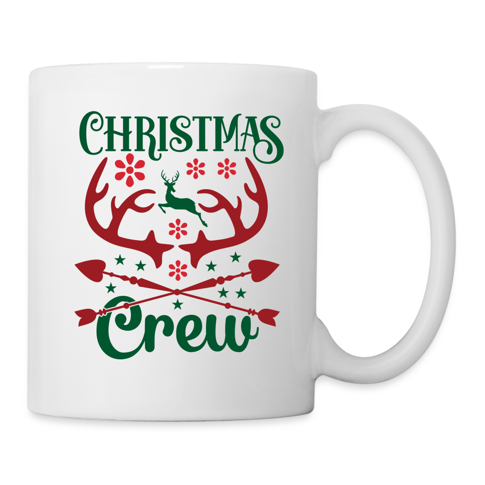Christmas Crew Coffee Mug - Reindeer Antlers & Hearts - white
