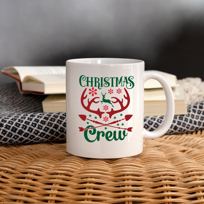 Christmas Crew Coffee Mug - Reindeer Antlers & Hearts - white