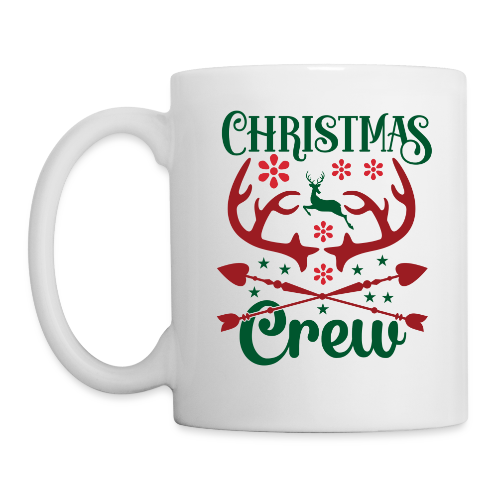 Christmas Crew Coffee Mug - Reindeer Antlers & Hearts - white