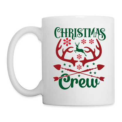 Christmas Crew Coffee Mug - Reindeer Antlers & Hearts - white