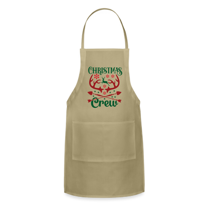 Christmas Crew Apron - Reindeer Antlers & Hearts - khaki