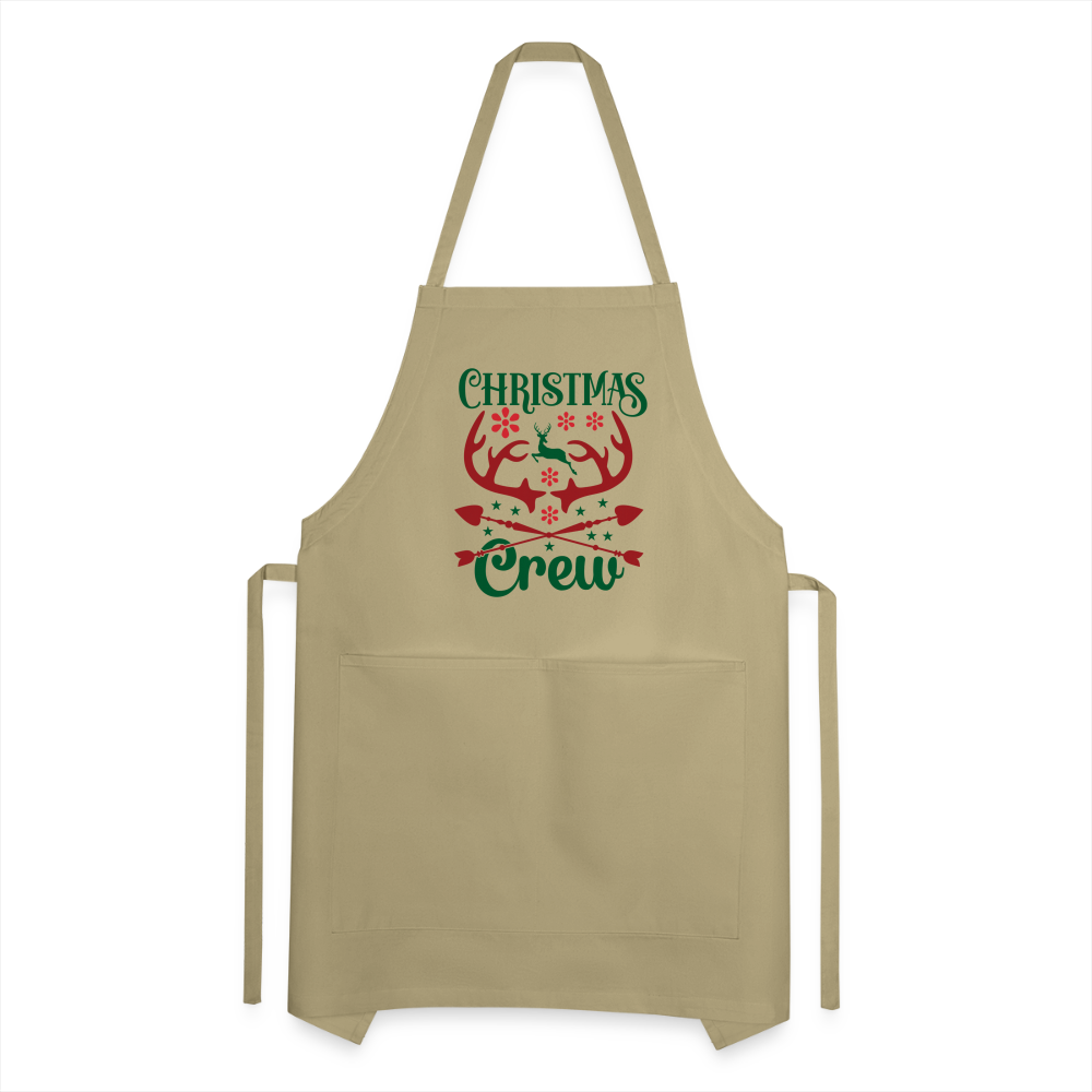 Christmas Crew Apron - Reindeer Antlers & Hearts - khaki