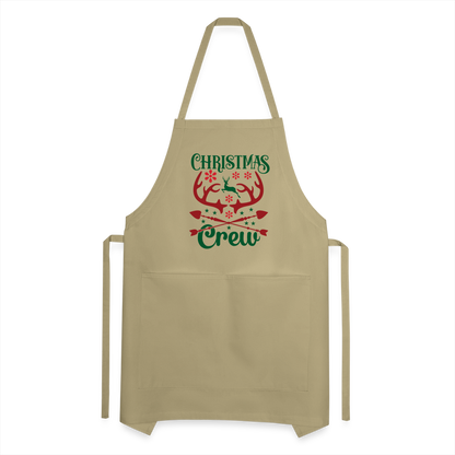 Christmas Crew Apron - Reindeer Antlers & Hearts - khaki