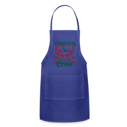 Christmas Crew Apron - Reindeer Antlers & Hearts - royal blue